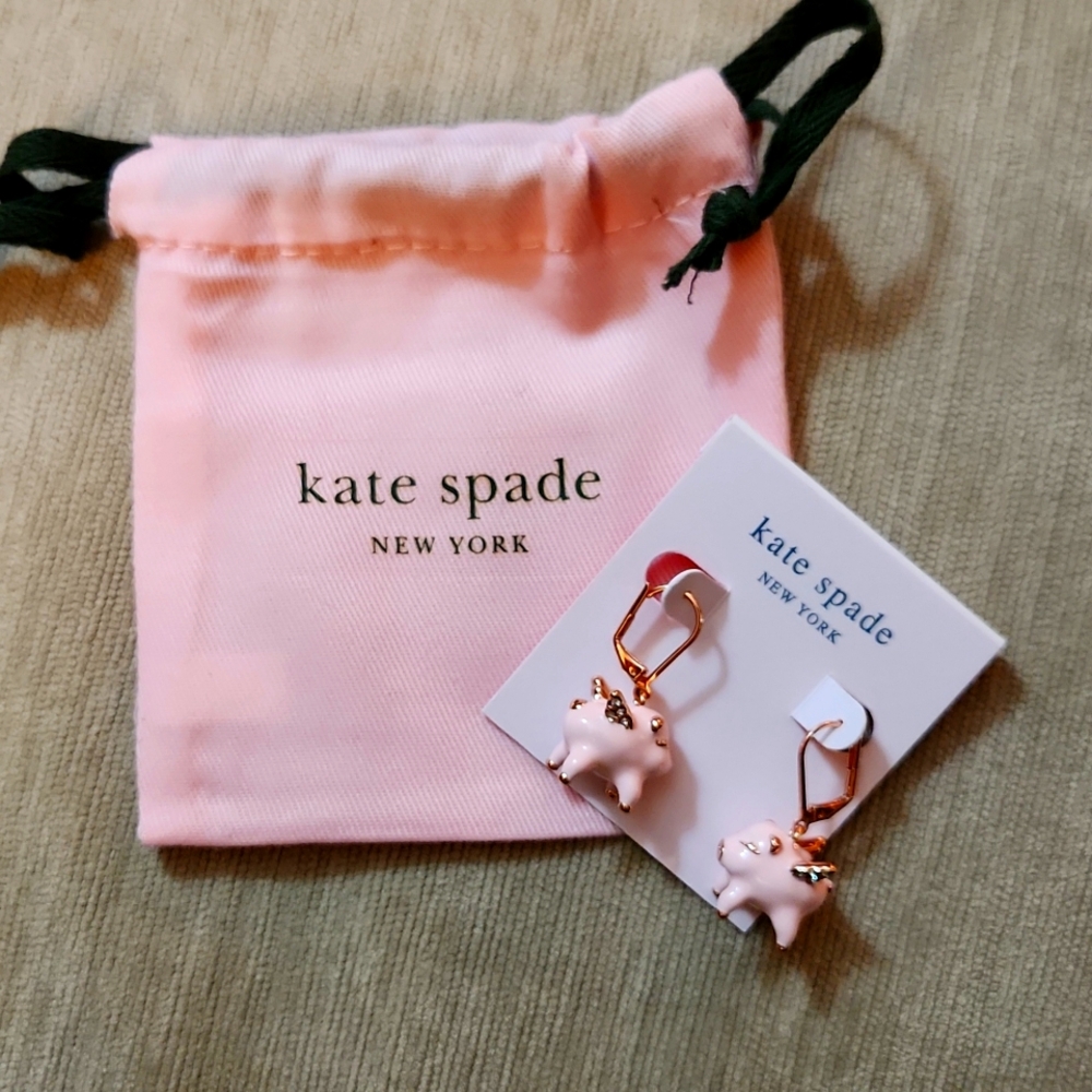 KATE SPADE imagination enamel pig angel earrings